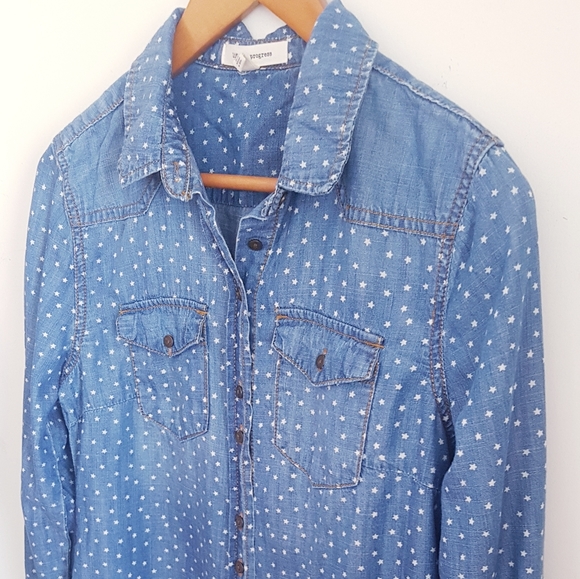 LIFE IN PROGRESS Blue Denim Button Down Shirt - Picture 3 of 12